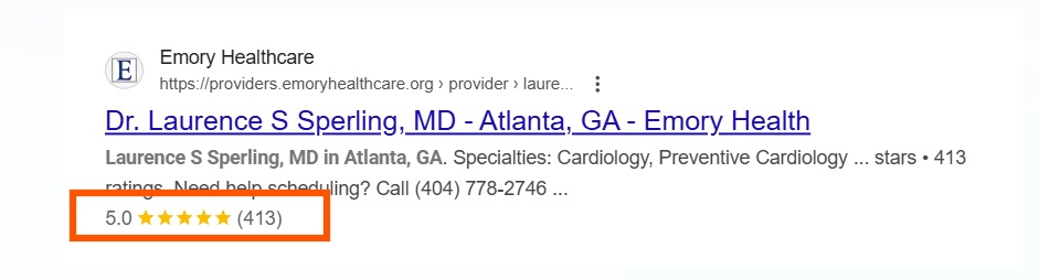 Schema markup lets you display ratings and reviews in search