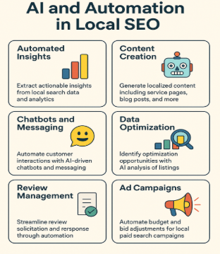  AI tools for local SEO: insights, content, chatbots, data, reviews, and ad automation