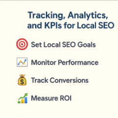 Track local SEO goals, performance, conversions, and ROI with analytics and KPIs