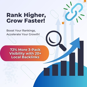  Rank higher with 72% more local 3-pack visibility using 20+ local backlinks for faster growth