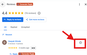 Google reviews screen showing 'Flag as inappropriate' option highlighted for reporting a review